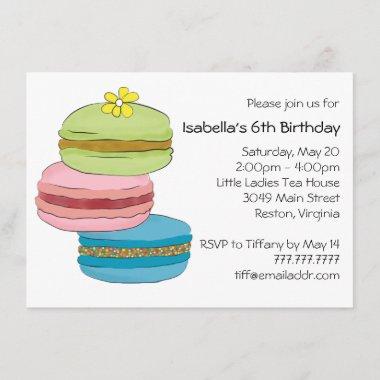Macarons Macaroon Cookies Birthday Tea Party Invitations