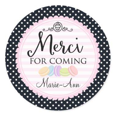 Macarons party thank you Merci 2inch circle Classic Round Sticker