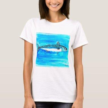 Mackerel fish watercolor ocean under the sea T-Shirt