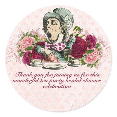 Mad Hatter Alice Vintage Tea Party Bridal Shower Classic Round Sticker