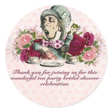 Mad Hatter Alice Vintage Tea Party Bridal Shower Classic Round Sticker