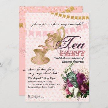 Mad Hatter Alice Vintage Tea Party Bridal Shower Invitations