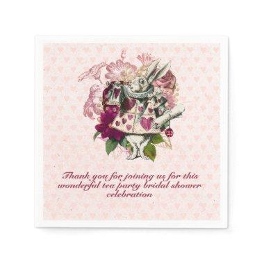 Mad Hatter Alice Vintage Tea Party Bridal Shower Napkins