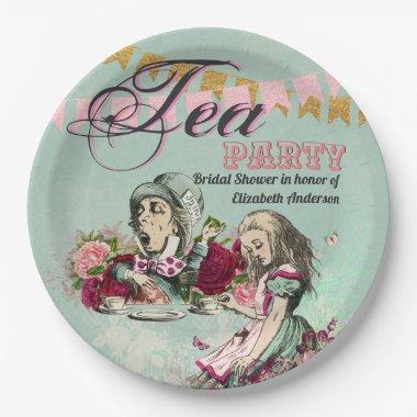 Mad Hatter Alice Vintage Tea Party Bridal Shower Paper Plates
