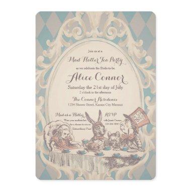 Mad Hatter Tea Party Bridal Shower Invitations