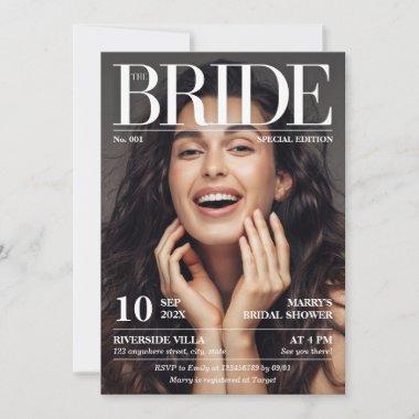 Magazine Newspaper Bridal Shower One Photo Invitations