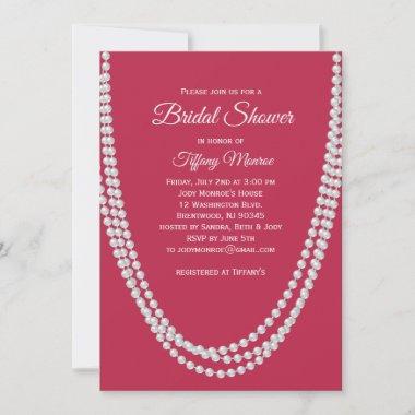 Magenta and Pearls Bridal Shower Invitations