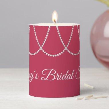 Magenta and Pearls Bridal Shower Pillar Candle