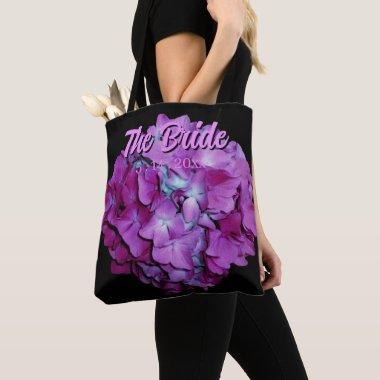 Magenta and teal hydrangeas for the Bride Tote Bag