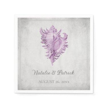 Magenta Conch Shell Wedding Paper Napkins