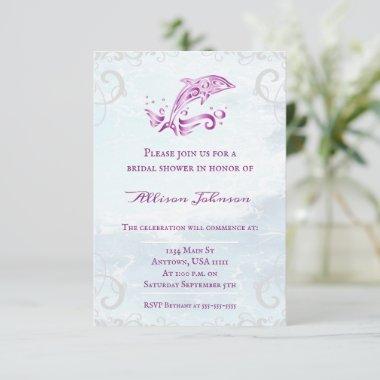 Magenta Dolphin Bridal Shower Invite
