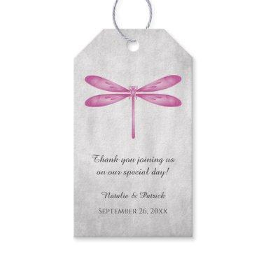 Magenta Dragonfly Wedding Gift Tags