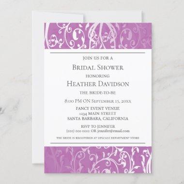 Magenta Elegant Flourish Bridal Shower Invite