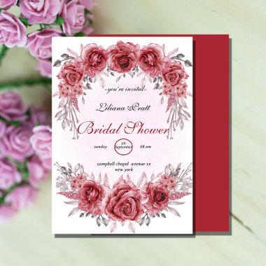 magenta elegant rustic botanical bridal shower Invitations