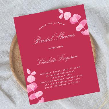 Magenta eucalyptus bridal shower budget Invitations flyer