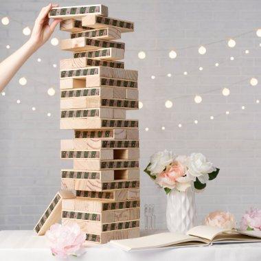 Magenta Pink Green Springtime Polka Dot Patterned Topple Tower