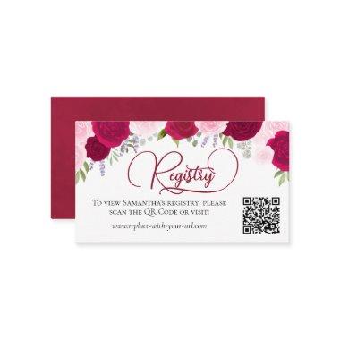 Magenta Pink Roses  Registry QR Code Enclosure