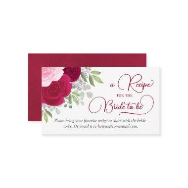 Magenta & Pink Roses Recipe for the Bride to Be Enclosure