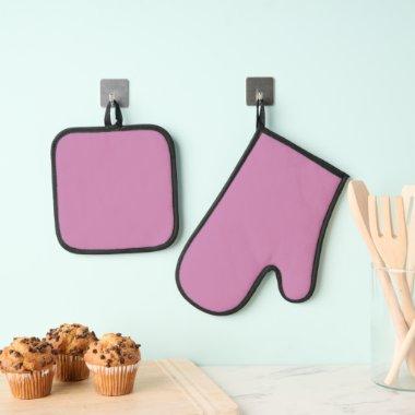 Magenta Pink Spring Season Solid Color Oven Mitt & Pot Holder Set
