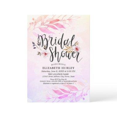 Magenta Pink Watercolor Leaf Floral