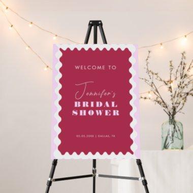Magenta Pink Wavy Retro Chic Bridal Shower Welcome Foam Board