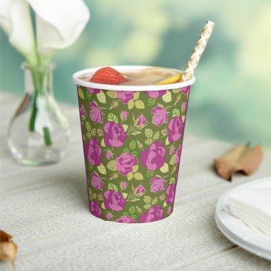 Magenta Rose Petals Paper Cup