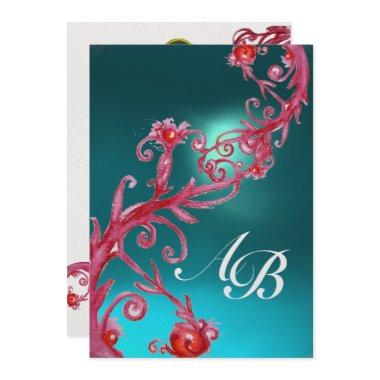 MAGIC BERRIES 3,MONOGRAM agate blue ice Invitations