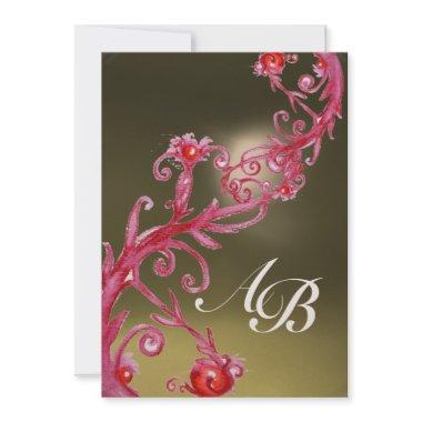 MAGIC BERRIES 3,MONOGRAM red agate champagne Invitations