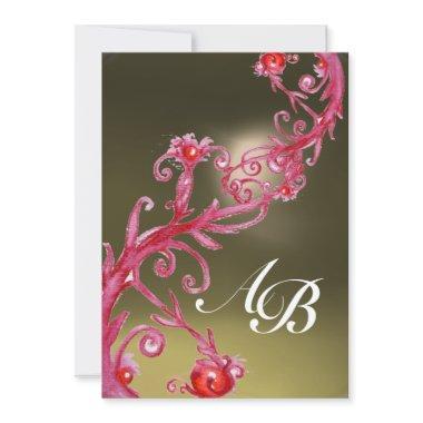 MAGIC BERRIES 3,MONOGRAM red agate Invitations