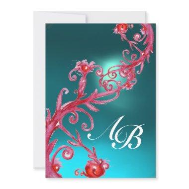 MAGIC BERRIES 3,MONOGRAM red agate Invitations