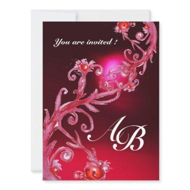 MAGIC BERRIES 4,MONOGRAM red burgundy Invitations