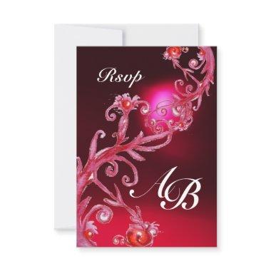 MAGIC BERRIES 4,MONOGRAM red burgundy rsvp Invitations