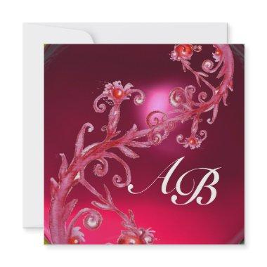 MAGIC BERRIES 4,MONOGRAM red ruby ice Invitations