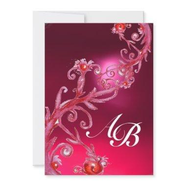 MAGIC BERRIES 4,MONOGRAM red ruby Invitations