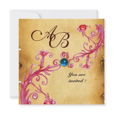 MAGIC BERRIES MONOGRAM Parchment Blue Sapphire Invitations