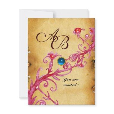 MAGIC BERRIES MONOGRAM Parchment Blue Sapphire Invitations