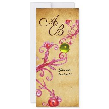 MAGIC BERRIES MONOGRAM parchment gem yellow Invitations