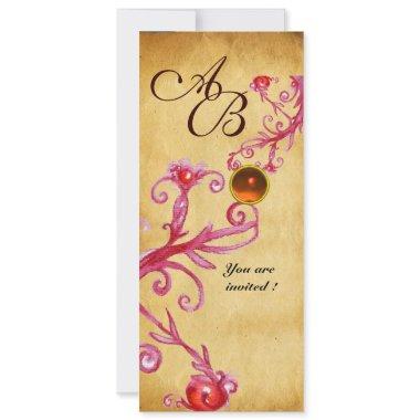 MAGIC BERRIES MONOGRAM Parchment Orange Agate Invitations