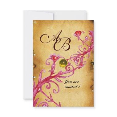 MAGIC BERRIES MONOGRAM Parchment Yellow rsvp Invitations