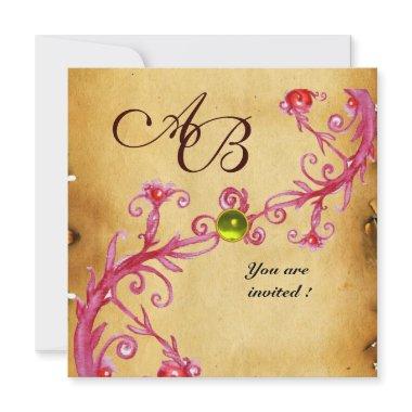 MAGIC BERRIES MONOGRAM Parchment Yellow Topaz Invitations