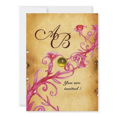 MAGIC BERRIES MONOGRAM Parchment Yellow topaz Invitations