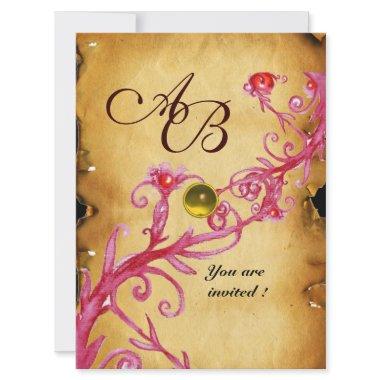 MAGIC BERRIES MONOGRAM Parchment Yellow topaz Invitations