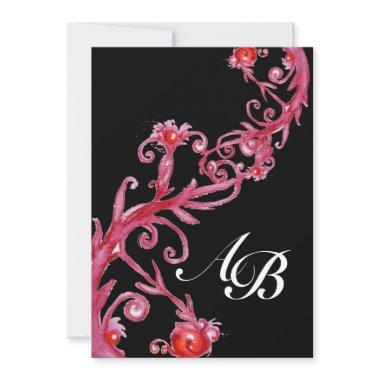 MAGIC BERRIES,MONOGRAM red black Invitations