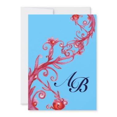 MAGIC BERRIES,MONOGRAM red blue Invitations