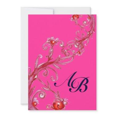 MAGIC BERRIES,MONOGRAM red purple Invitations