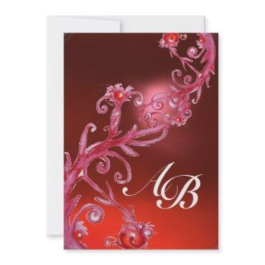 MAGIC BERRIES,MONOGRAM red ruby ice Invitations