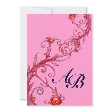 MAGIC BERRIES,MONOGRAM red violet Invitations