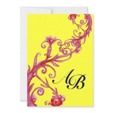 MAGIC BERRIES,MONOGRAM red yellow Invitations