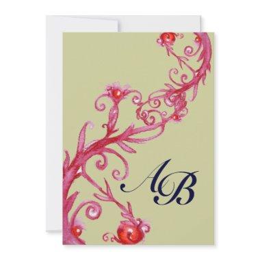 MAGIC BERRIES,MONOGRAM red yellow Invitations