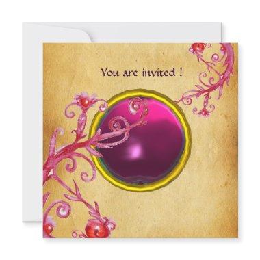 MAGIC BERRIES PARCHEMENT GEM red ruby Invitations